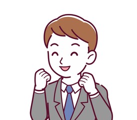 Young male employee in a gray suit