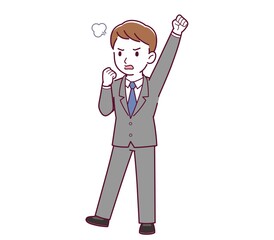 Young male employee in a gray suit