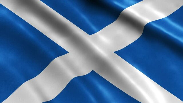 Scotland National Flag Country Banner Waving 3D Loop Animation. High Quality 4K Resolution.