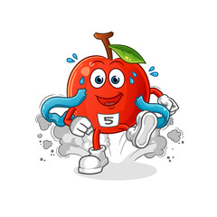 Cherry runner character. cartoon mascot vector