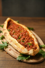 Turkish pizza with minced meat  (kıymalı pide) 