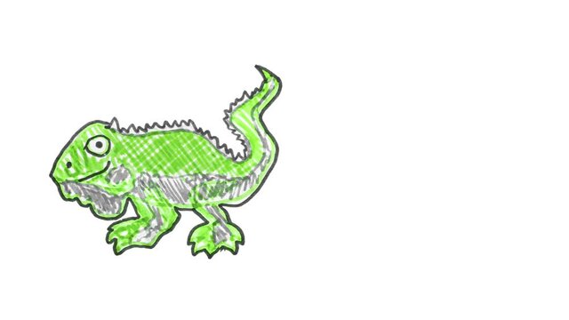 Lizard Sketchy Drawing Jumping Animation