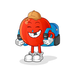 Cherry goes to school vector. cartoon character