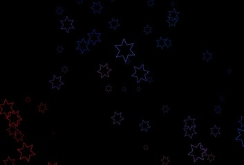 Dark Blue, Red vector texture with beautiful stars.