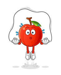 Cherry jump rope exercise illustration. character vector