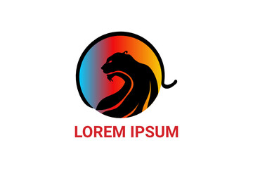 Tiger Head silhouette Logos With Rainbow Gradients Background