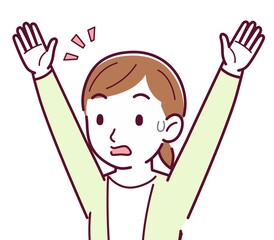 Woman in a yellow-green cardigan