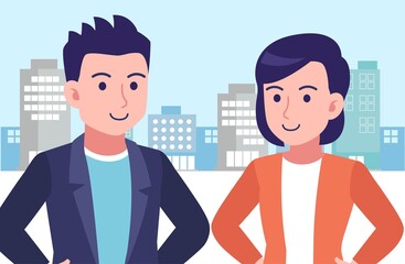 Young and healthy men and women at city