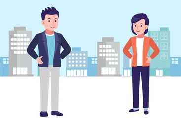 Young and healthy men and women at city