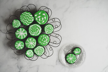 Green and white chocolate sugar cookies