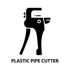 plastic pipe cutter icon, black vector sign with editable strokes, concept illustration