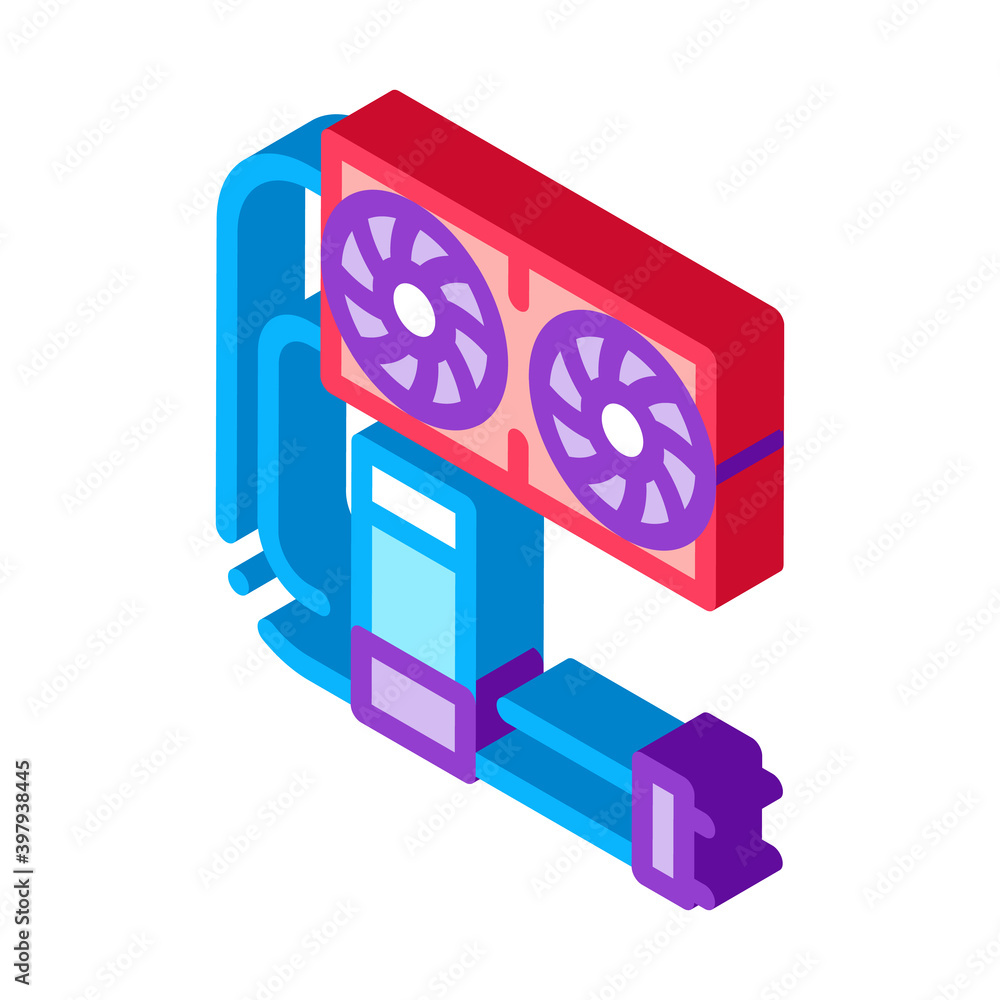 Poster water cooler computer part color icon vector. isometric water cooler computer part sign. color isola