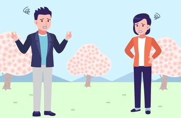 Men and women in front of the cherry tree