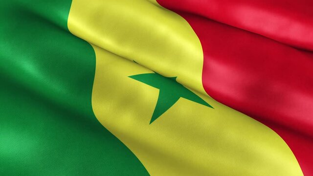 Senegal National Flag Country Banner Waving 3D Loop Animation. High Quality 4K Resolution.
