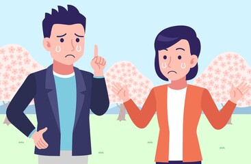 Men and women in front of the cherry tree