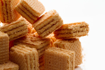 Wafer biscuit on white background