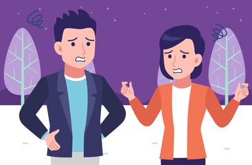 Young couple under the winter night sky