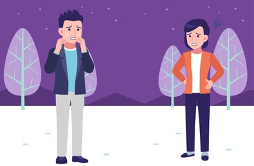 Obraz premium Young couple under the winter night sky