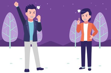 Young couple under the winter night sky