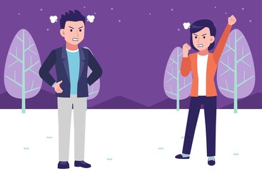 Young couple under the winter night sky