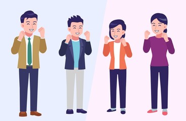 Obraz premium Four young and healthy men and women