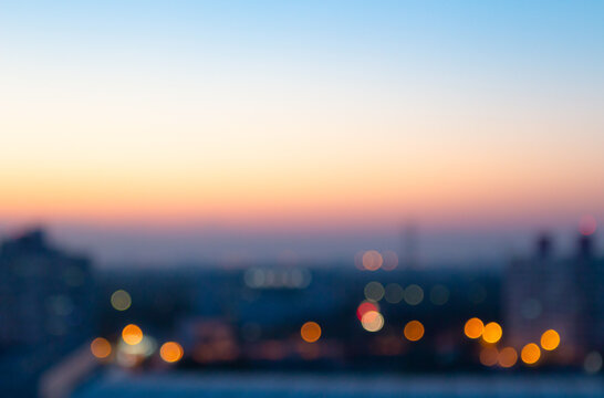 Bokeh light and blur city skyline sunrise background. Bangkok, Thailand,  Asia Stock Photo | Adobe Stock
