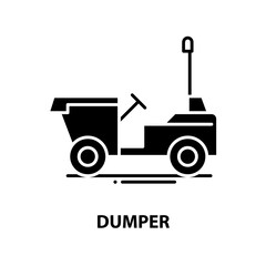 dumper icon, black vector sign with editable strokes, concept illustration
