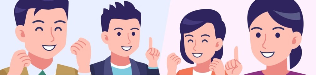 Four young and healthy men and women Horizontal size