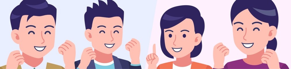 Four young and healthy men and women Horizontal size