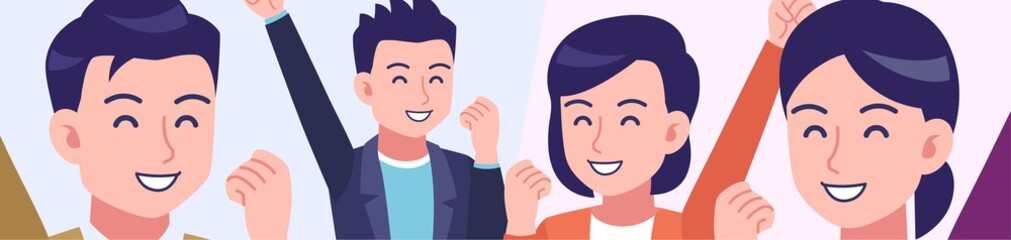 Four young and healthy men and women Horizontal size