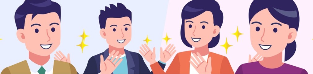 Four young and healthy men and women Horizontal size