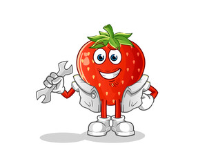 strawberry mechanic cartoon. cartoon mascot vector