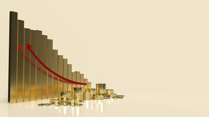 Fototapeta premium The business chart Red arrow up and coins for business content 3d rendering..
