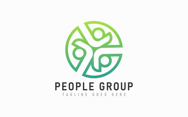 Abstract Circle Green People Group Logo Design. Modern Social Group Logo Design Usable For Business, Foundation, Industrial, Tech, Security, Services, Company. Flat Vector Logo Design Illustration.