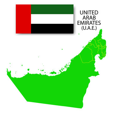 Arab emirates flag silhouette in sketch style on white background. Muslim icon on white backdrop. Stock image. EPS 10.
