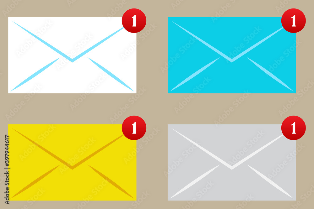 Poster message envelopes colored set, great design for any purposes. mail icon. communication icon set. sto