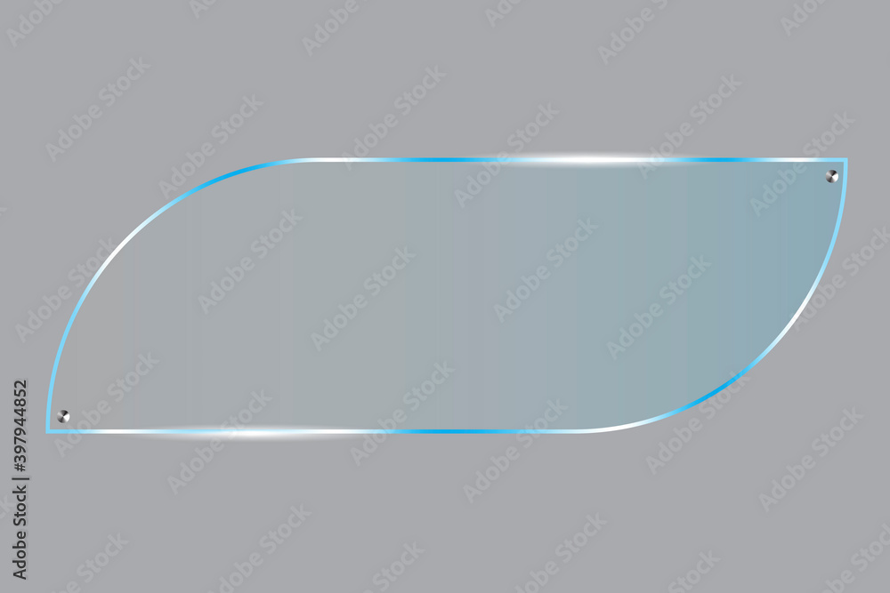 Poster plexiglass for banner design. glare texture. clear template. plexiglass in realistic style on transp
