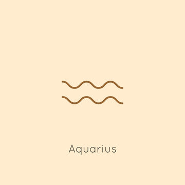 Aquarius Zodiac Sign Icon In A Minimal Linear Style. Vector Horoscope Symbol For Astrology, Calendar, Tattoo, T-shirt Print