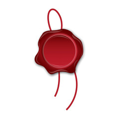 Seal with rope in 3d style on white background. Document icon vector. Vector design. Stock image. EPS 10.