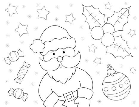 santa coloring page for kids. You can print it on an 8.5x11 inch page 