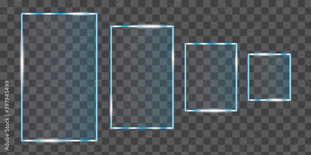 Poster rectangles plexiglass, great design for any purposes. glare texture different size. stock image. eps