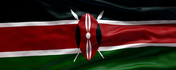 Waving flag of Kenya - Flag of Kenya - 3D flag background