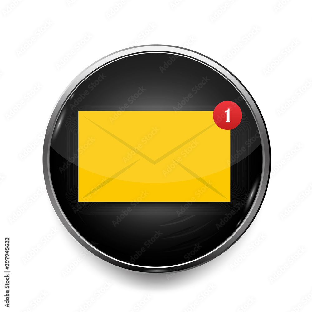 Aufkleber button message in flat style on white background. email envelope icon vector illustration. stock ima