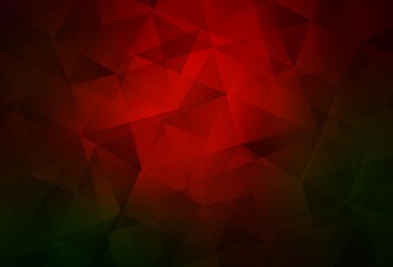Dark Green, Red vector abstract polygonal background.