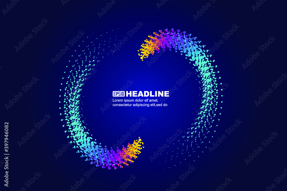 Poster color symmetric luminescent particles, the trajectory of the formation of abstract graphics.