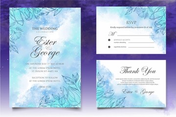 Beautiful wedding invitation with floral elements background