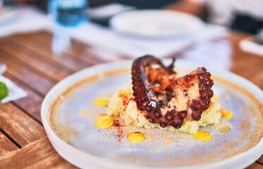 Delicious dish of grilled octopus seafood