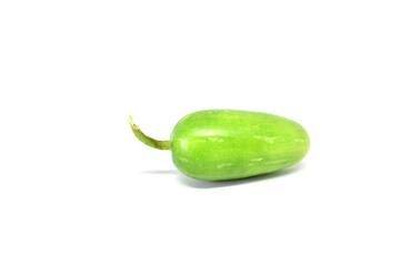 Gourd fruit (quot) on a white background is a popular local vegetable that uses the tops and leaves to cook a variety of dishes.