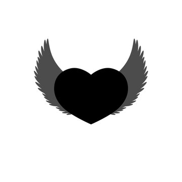 Heart with wings icon, flat graphic design template, love sign, Valentines Day symbol, vector illustration