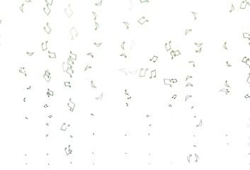 Light Green vector background with music symbols.